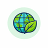 ISO 14001 icon: a globe with a green leaf